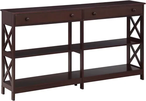 Miniatura 9 de Convenience Concepts Oxford - Mesa consola de 2 cajones con estantes, 60 pulgadas, color negro