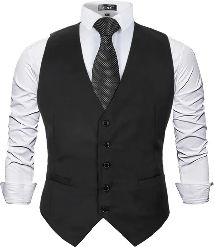 Miniatura 8 de Alizeal Chaleco clásico de color sólido para hombre, chaleco de esmoquin de ajuste regular para boda