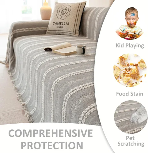 Miniatura 178 de VClife Fundas de sofá bohemio de felpilla para sofá seccional, fundas de sofá suaves y antideslizantes para sofá de 2 cojines, protector de muebles