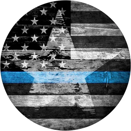 Miniatura 3 de Calcetines de madera de grano con bandera americana. Sheriff Thin Blue Line PopSockets Grip and Stand for Phones and Tablets