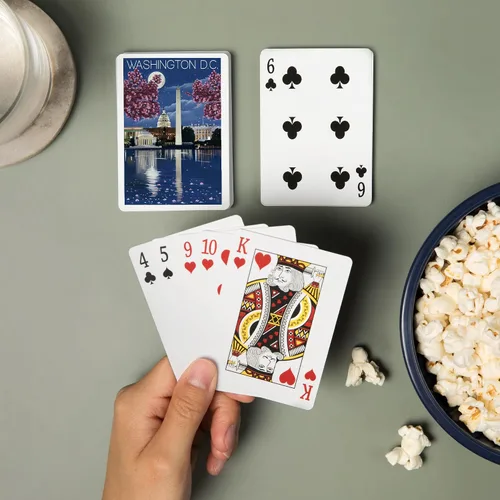 Miniatura 2 de Lantern Press Washington, DC, escena nocturna (52 cartas de juego, baraja de cartas de tamaño póquer con comodines)