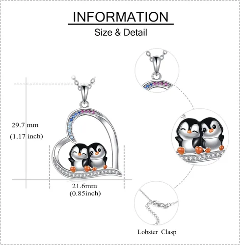 Miniatura 4 de YAFEINI Penguin Dog Gifts Sterling Silver Penguin Snowflake Necklace Heart Dog Pendant Jewelry for Women Girls Christmas Gifts