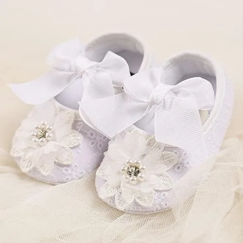 Miniatura 2 de QWZban Zapatos deportivos de princesa con suela suave y lazo para bebé y niña, zapatos planos Mary Jane, para recién nacidos, ligeros, para bebés