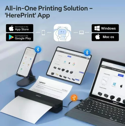 Miniatura 2 de HPRT Impresora portátil inalámbrica conexión Bluetooth MT660 soporte móvil sin tinta térmica 8.5 x 11 pulgadas carta de Estados Unidos y plantilla