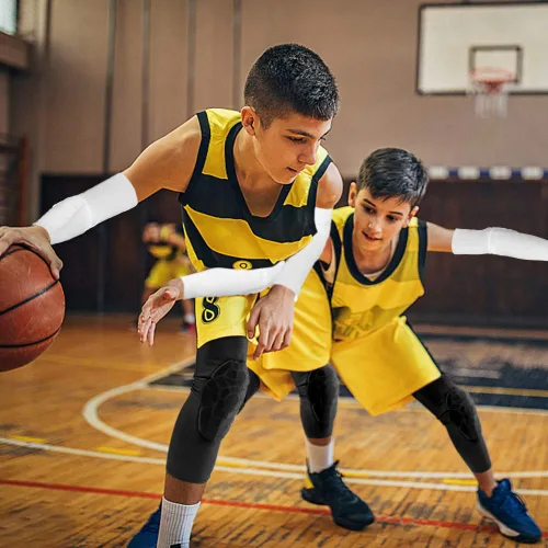 Miniatura 6 de AceList Rodilleras/Guantes de compresión para niños/jóvenes de 5-15 años, protectores de rodilla y codo de nido de abeja para deportes