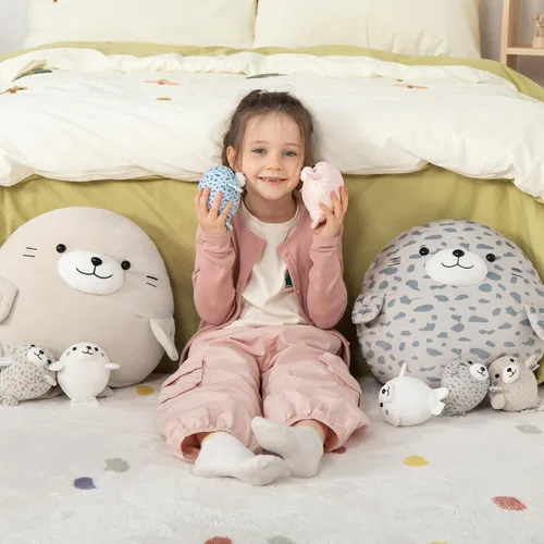 Miniatura 8 de MaoGoLan 5 piezas de peluche de foca gorda con 4 bebés en el interior - Almohada gigante de animal de peluche de foca ultrasuave de 20 pulgadas