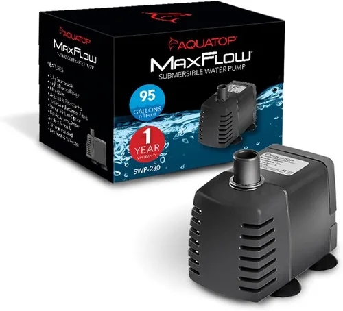 Miniatura 9 de Aquatop MaxFlow Bomba sumergible 343 GPH - Caudal ajustable para acuarios, sumideros, estatuas - Circulación eficiente del agua, SWP-1300 - Fácil