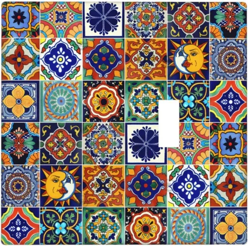 Miniatura 15 de Talavera - Azulejos mexicanos de una sola banda, placas de pared para decorar enchufes eléctricos, placa de interruptor, placa decorativa de pared