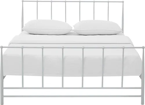 Miniatura 5 de Modway Cama de plataforma King de metal de acero con soporte de listones de metal en blanco