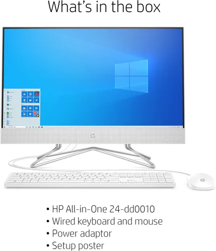 Miniatura 8 de HP - Computadora todo en uno de 24 pulgadas, procesador AMD Athlon Silver 3050U, 8 GB RAM, 256 GB SSD, Windows 10 Home (24-dd0010, blanco)