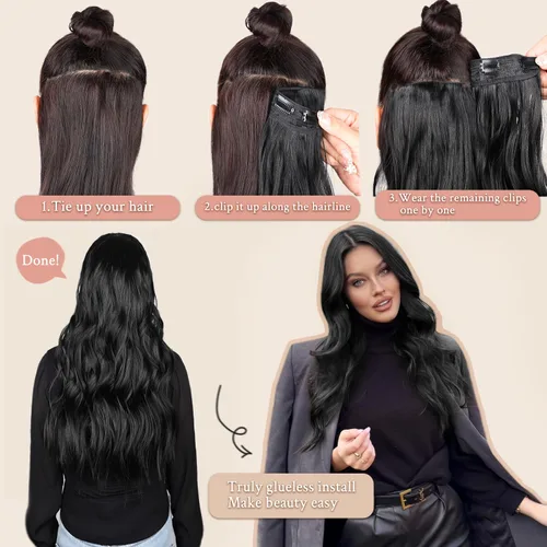 Miniatura 6 de Extensiones de cabello rubio con clip, de 22 pulgadas, extensiones de cabello largo y rizado con clip, 4 unidades, extensiones de cabello sintético