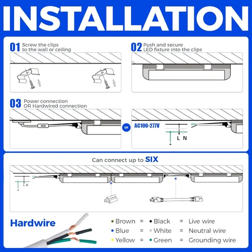 Miniatura 9 de Barrina T8 Luz LED para Taller 4 Pies, 40W 5500LM 5000K, Cubierta Transparente, Luces de Techo para Garaje, Lámpara LED en Forma de V, Luces