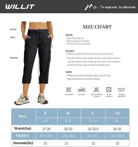 Miniatura 7 de Willit Pantalones de golf tipo cargo para mujer, con bolsillos, de secado rápido, ligeros, casuales para exteriores