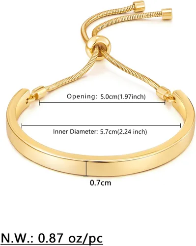 Miniatura 5 de WOWORAMA Pulseras deslizantes ajustables para mujer, pulsera de amistad para mujer, pulsera bolo de oro, oro blanco, oro rosa