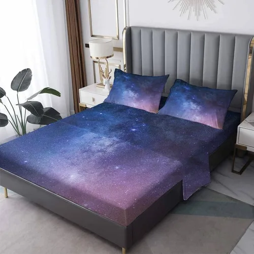 Miniatura 9 de Galaxy Sheets - Juego de sábanas de tamaño individual, sábanas de microfibra suave y bolsillo profundo, sábanas y fundas de almohada estampadas sin