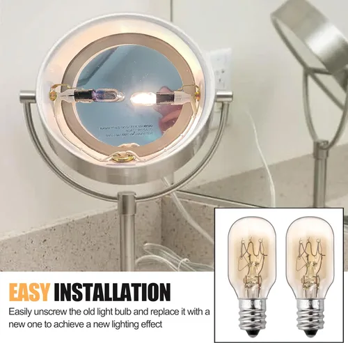 Miniatura 4 de Reemplazo de bombilla incandescente de 20 W, 120 V, adecuado para espejo de maquillaje iluminado Conair RP34B, base de portavelas E12, 2700 K