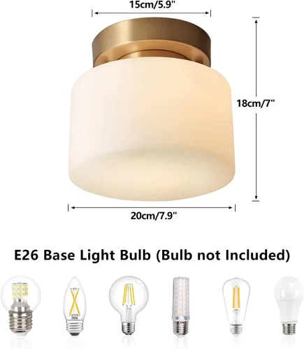 Miniatura 2 de KCO Iluminación moderna de oro cepillado semi empotrado lámpara de techo de tambor de montaje empotrado de latón antiguo de mediados de siglo, luz