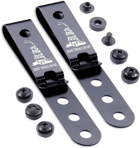 Miniatura 35 de HolsterSmith - Clip universal de metal para cinturón para hacer fundas, modelo 5, (3 agujeros), color negro táctico