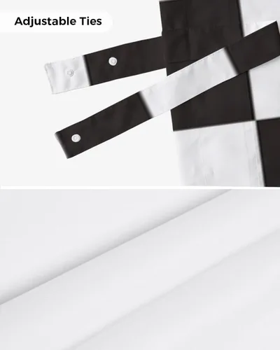 Miniatura 7 de Cortinas modernas de mosaico en blanco y negro para sala de estar, dormitorio, baño, ventana de cocina, cenefa de panel con bolsillo para barra
