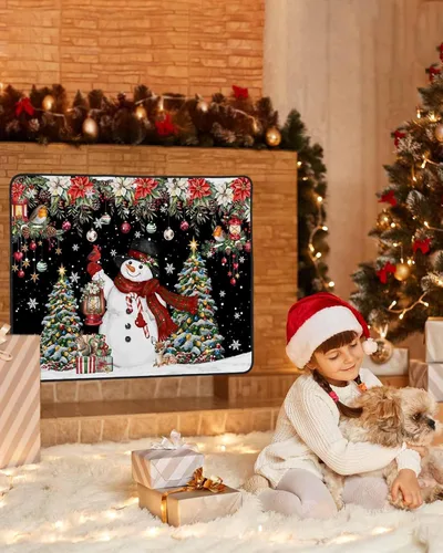 Miniatura 78 de Cubierta magnética azul para chimenea, detiene la pérdida de calor, pantalla de chimenea para interiores, bolas de gnomos de Navidad, árbol de copo
