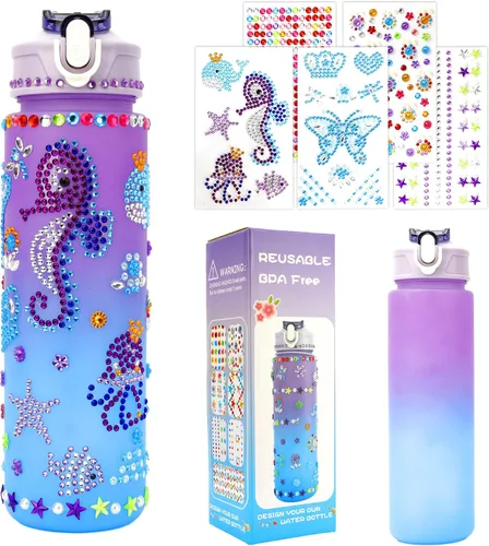 Miniatura 8 de Regalos para niñas de 4 a 12 años, decora tus propios kits de botellas de agua para niños de 4 a 6 a 8 a 10 años, regalos de cumpleaños de Pascua