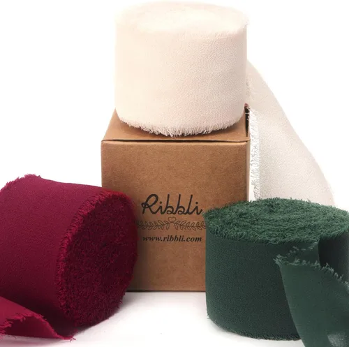 Miniatura 7 de Ribbli Cinta de gasa, 1.5 pulgadas x 30 yardas, seda champán/nude, hecha a mano para invitaciones de boda, envoltura de regalos, ramos de novia