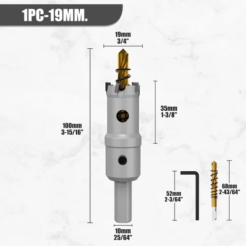 Miniatura 2 de Juego de brocas de sierra con punta de carburo de tungsteno de alta calidad con 2 brocas piloto chapadas en titanio, cortador resistente para metal