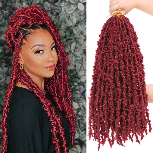 Miniatura 104 de ZRQ Butterfly Locs Cabello de Ganchillo Corto 6 Paquetes Negro Cabello Bob de Ganchillo 8 Pulgadas Locs Sintéticos Desordenados Desgastados Trenzas