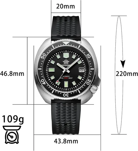 Miniatura 6 de ADDIESDIVE Automatic Diver 200M - Reloj mecánico luminiscente NH35A analógico de acero inoxidable