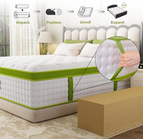 Miniatura 7 de Onlylucky Colchón individual de 12 pulgadas, colchón firme de tamaño individual en una caja con espuma viscoelástica de gel y resortes individuales