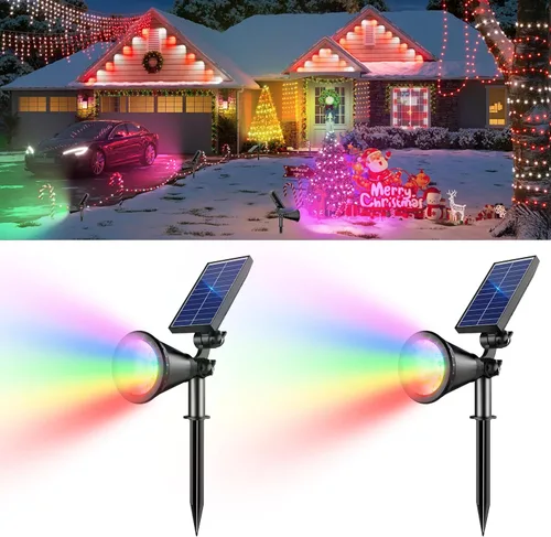 Miniatura 12 de Luces solares para exteriores impermeables, 36 LEDs 1000LM Focos solares ajustables para exteriores, iluminación de paisaje 2 en 1 alimentada por