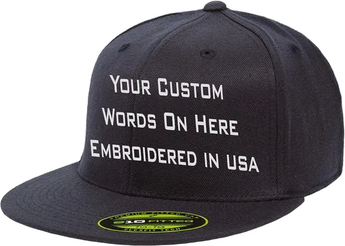 Miniatura 8 de Sombrero personalizado Flexfit 210 Personalizar Añadir su propio texto Bordado Flatbill