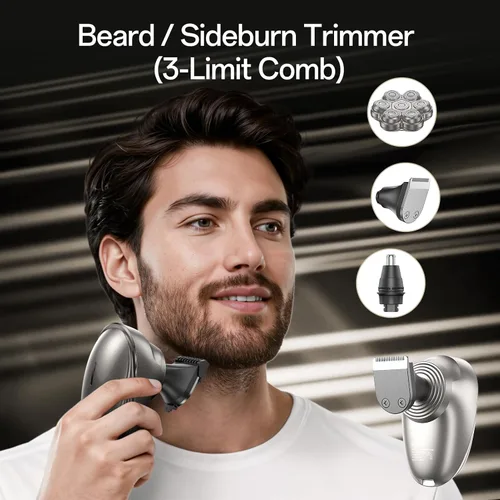 Miniatura 5 de Afeitadoras de cabeza para hombres calvos, maquinilla de afeitar eléctrica para hombres, afeitadoras eléctricas magnéticas 7D para hombres, IPX7