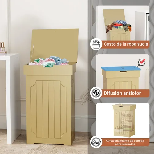 Miniatura 6 de Home-Like cubo para basura de madera con tapa, de 13 galones, ideal para basura reciclable, de 16” de ancho x 13” de profundidad y x 26.5” de alto.