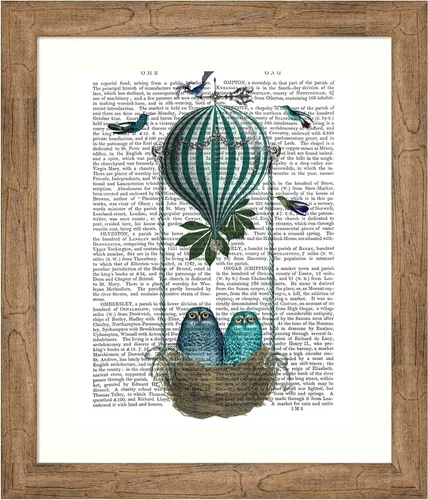Miniatura 17 de Amanti Art Fab Funky - Póster enmarcado para pared, diseño de nido de globo de búho de 24 x 20 pulgadas, arte de pared de animales, decoración