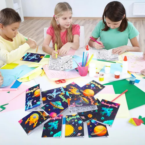 Miniatura 6 de Jutom 48 libros para colorear del espacio exterior a granel para niños y adultos, mini tema espacial astronauta galaxia cohete para el sistema