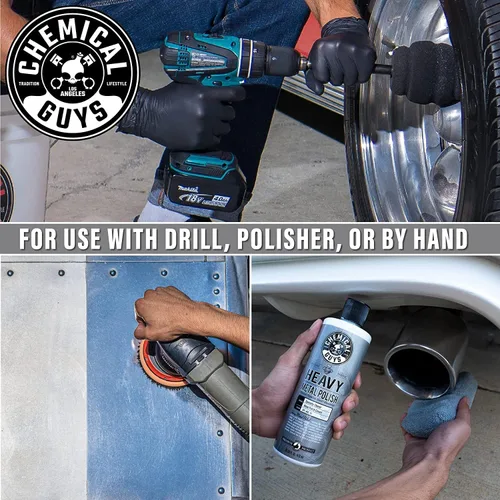 Miniatura 6 de Chemical Guys, Heavy Metal Polish SPI_402_16 - Abrillantador pesado restaurador y protector para metales (16 oz) y toallas de microfibra de grado