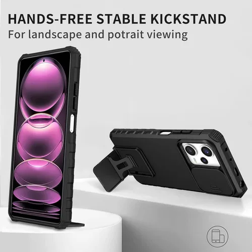 Miniatura 6 de Asuwish Funda de teléfono para Xiaomi Poco X5 Pro/Redmi Note 12 Pro 5G con protector de pantalla de vidrio templado y cubierta de cámara deslizante