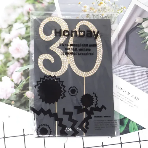Miniatura 7 de Honbay 30 decoraciones para tartas con diamantes de imitación de cristal brillantes para decoración de tartas para fiesta de cumpleaños 30