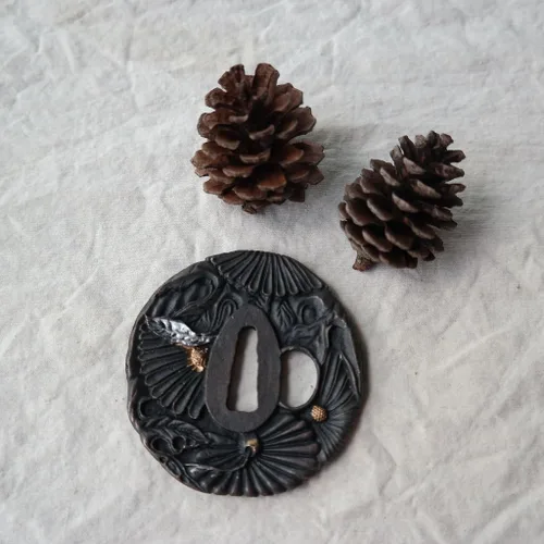 Miniatura 2 de Japanese Katana Sword Guard (Tsuba) - Hand-Forged Alloy Samurai Tsuba 3.2", Authentic Iaido Accessory for Sword Collection, Durable Fitting