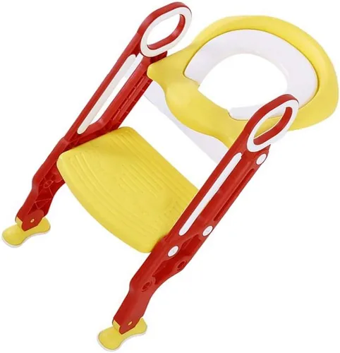 Miniatura 4 de Escalera portátil para silla de inodoro rígida para bebé con altura de escalón, reposabrazos doble y almohadillas antideslizantes para los pies