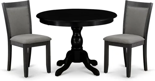 Miniatura 20 de East West Furniture HBMZ3-AB6-06 - Juego de mesa de cocina de 3 piezas que contiene una mesa de comedor redonda con pedestal y 2 sillas tapizadas