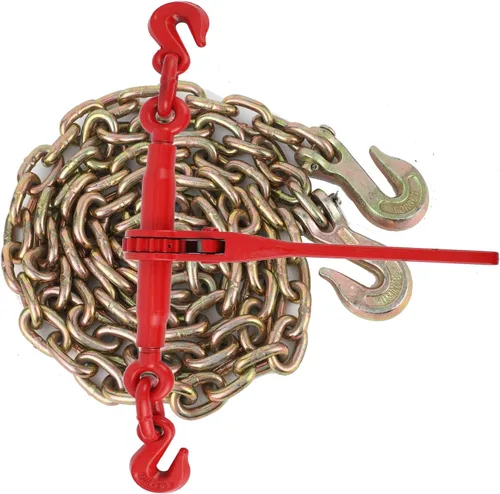 Carpeta de cadena de 3/8" -1/2", cadenas de 3/8" × 10 pies con 1 carpeta y 1 cadena, grado 70, carpeta de carga para cadena de carpeta con gancho de