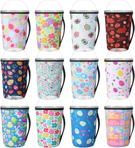Miniatura 15 de Boao 12 Piezas Fundas Reutilizables para Vasos Helados Aislante de Neopreno Portavasos para Bebidas para Vaso Térmico Bebidas Frías y Calientes