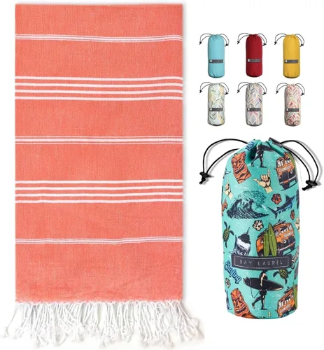 Miniatura 36 de BAY LAUREL Toalla de playa turca con bolsa de viaje, 39 x 71 pulgadas, de secado rápido, sin arena, ligera, grande, toallas de gran