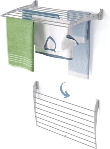 Miniatura 43 de foxydry Tendedero plegable para colgar en la pared, vertical plegable para interiores y exteriores, en acero aluminio (31.5 in)