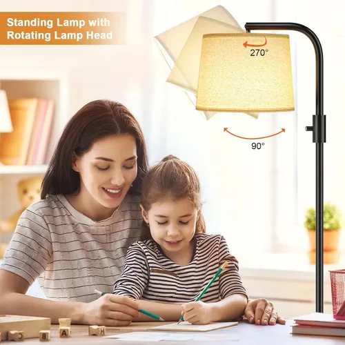 Miniatura 3 de Ambimall Lámpara de pie totalmente regulable - Lámparas de pie de 9W con bombilla LED incluida, lámparas de pie para sala de estar con cabezal