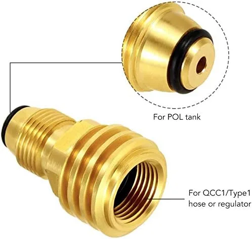 Miniatura 3 de YOUHO El adaptador de tanque de propano convierte la válvula de servicio de tanque POL LP en manguera QCC1/tipo 1 o regualtor – antiguo a nuevo qcc1