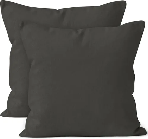 Miniatura 90 de Encasa XO Juego de 2 fundas de almohada de 12 x 12 pulgadas, color beige, sin rellenos, fundas de almohada de algodón para sala de estar, cama