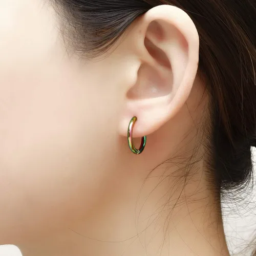 Miniatura 5 de Aretes de aro de acero inoxidable quirúrgico de 0.315in0.394in0.472in para mujeres y hombres, Acero inoxidable